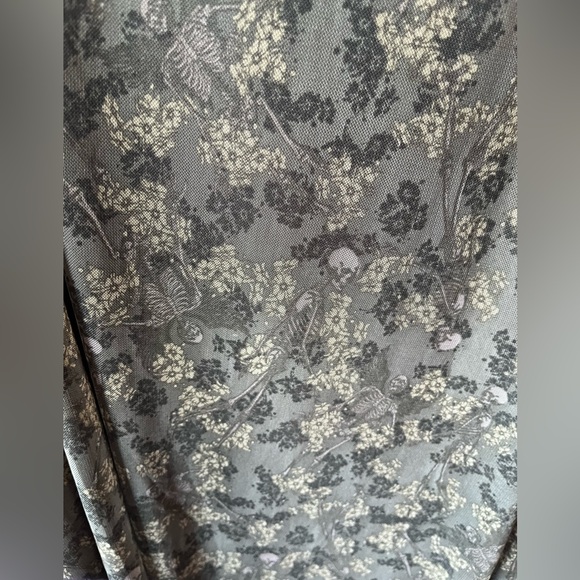 Social Collison Floral & Skeleton AOP Mesh Midi skirt - Green 💀💚 - Picture 5 of 13